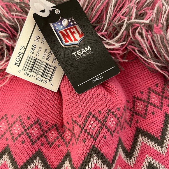 NWT NFL Football Denver Broncos Youth Girls Winter Knit Flapper Beanie Cap Hat - Picture 3 of 6